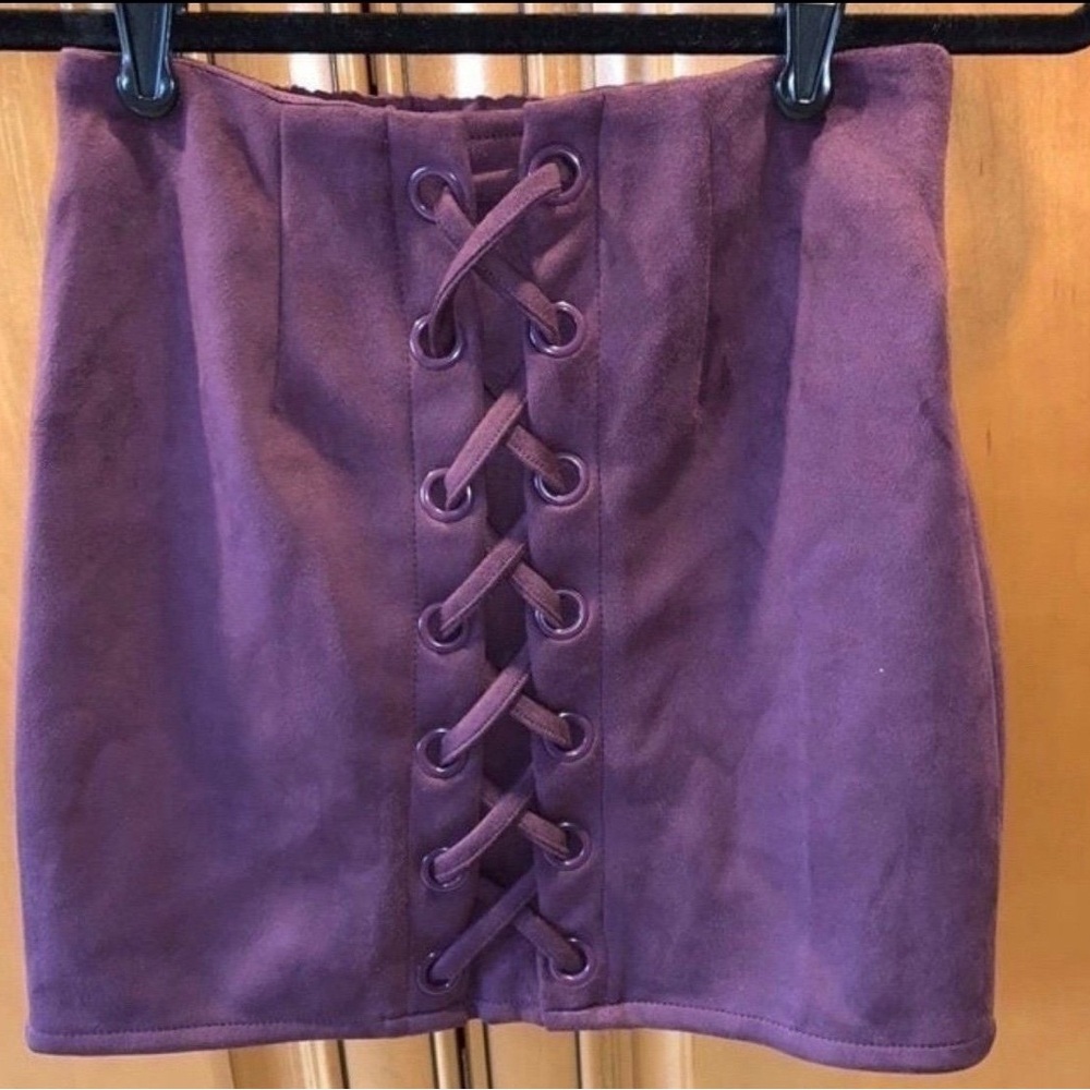 Fashion Nova Purple Lace-Up Mini Skirt